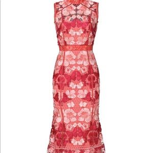 Marchesa Notte Butterfly Lace Midi Dress